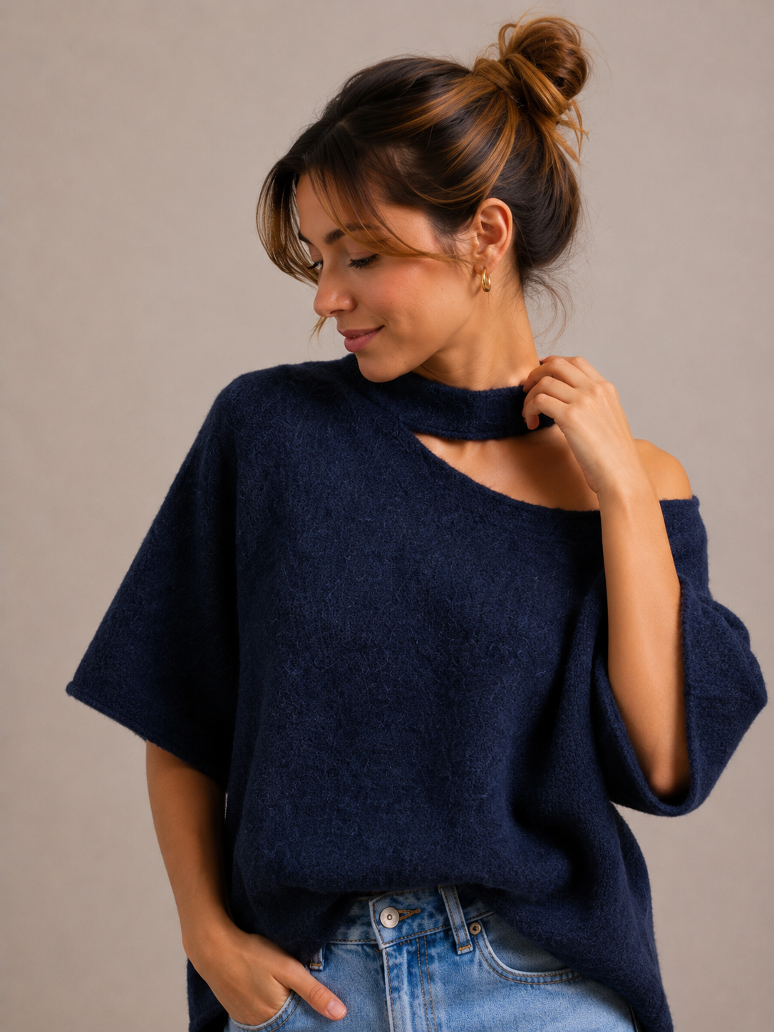 Open Hals Knit | marine