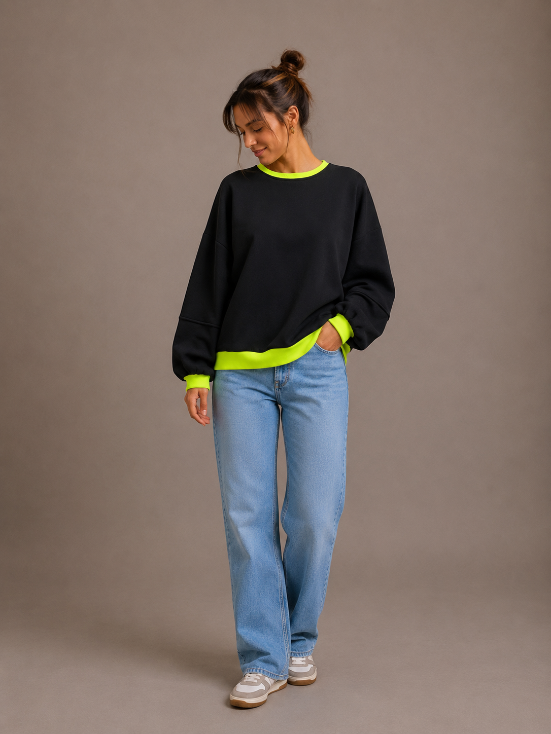 Fluo Sweater | marine-geel