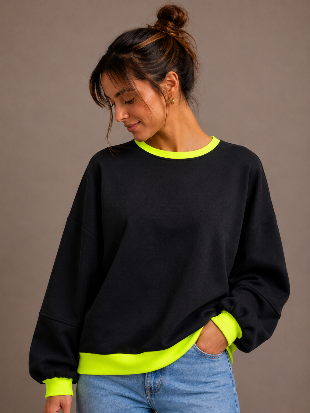 Fluo Sweater | marine-geel