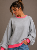 Fluo Sweater | grijs-fuchsia