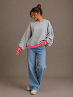 Fluo Sweater | grijs-fuchsia