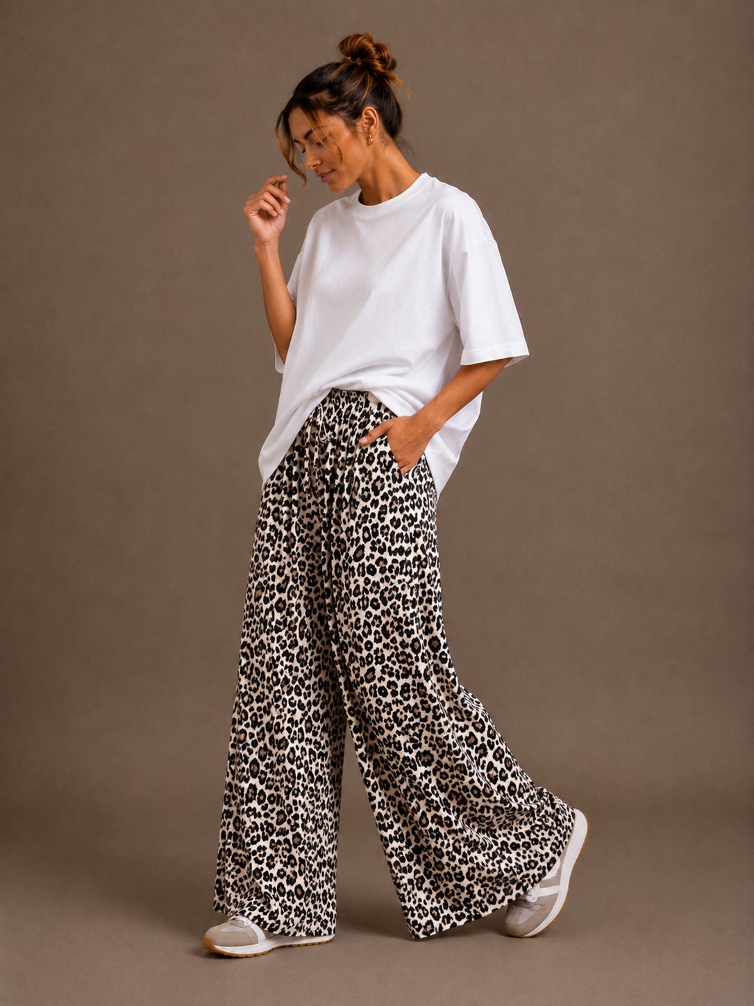 Zijde broek luipaard