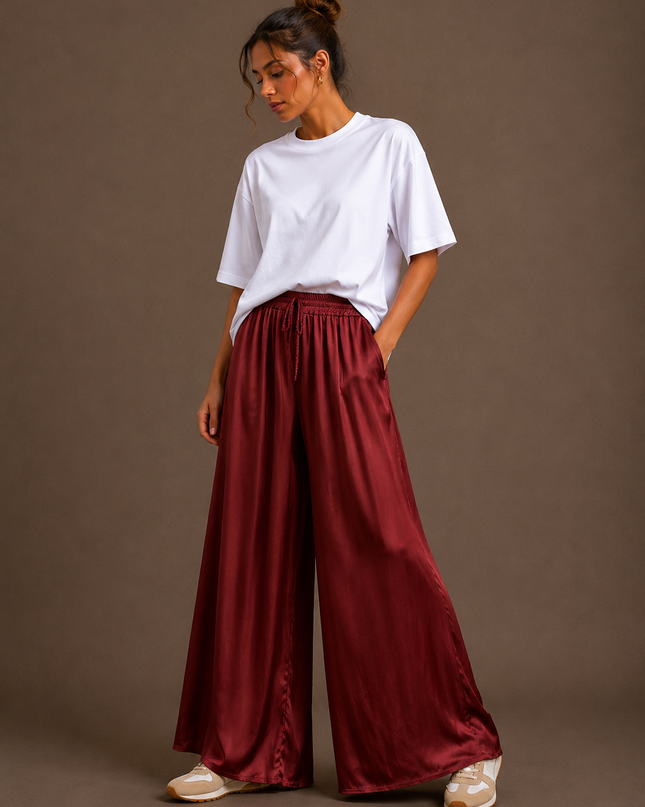 Zijde broek | bordeaux