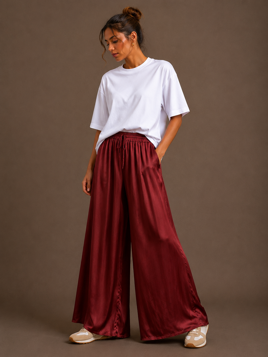 Zijde broek | bordeaux