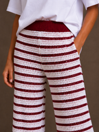 Gestreepte crochet broek | roze
