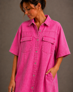 Jeans jurk | fuchsia