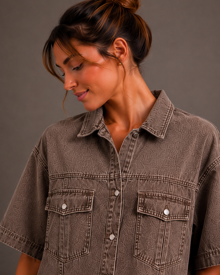 Denim dress | brown