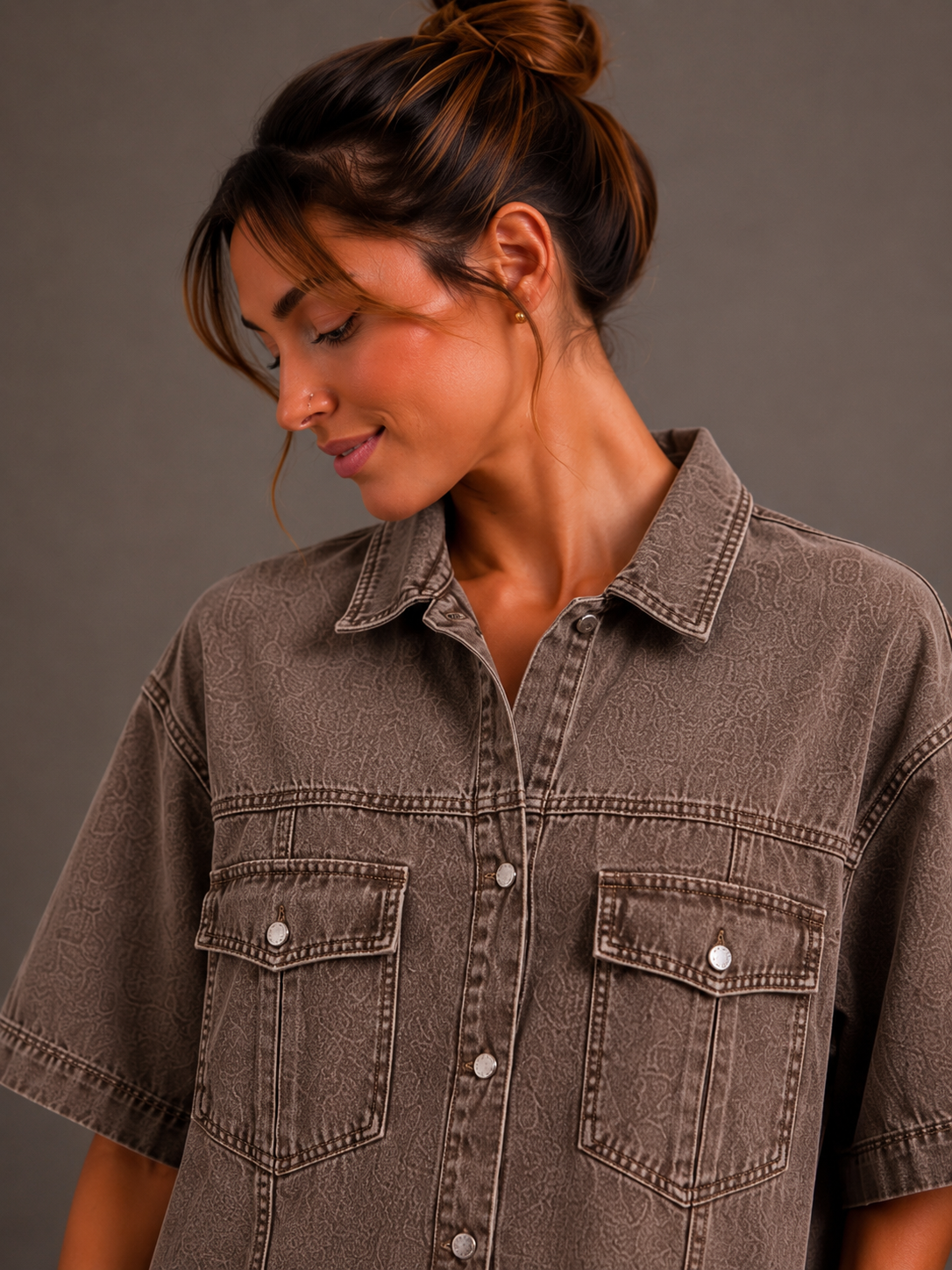 Jeans jurk | bruin