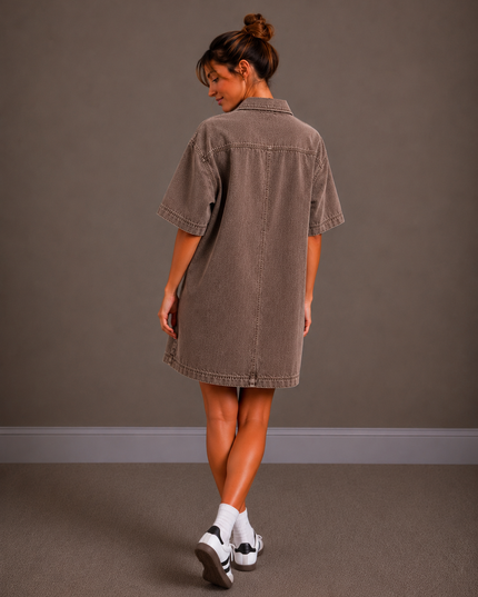 Denim dress | brown