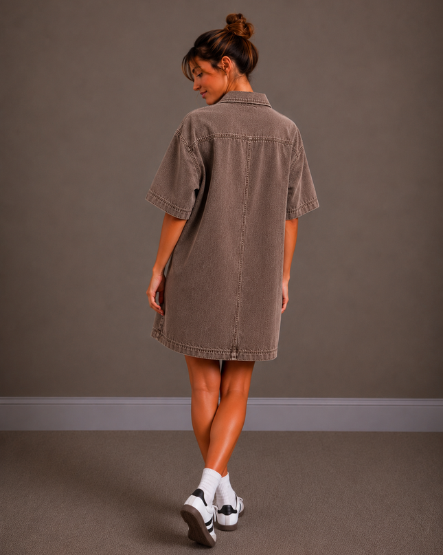 Denim dress | brown