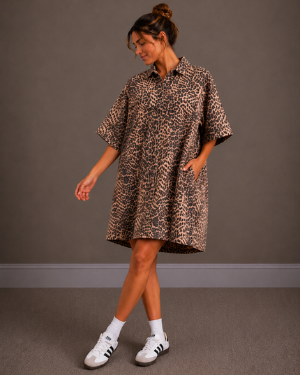 Denim dress | brown