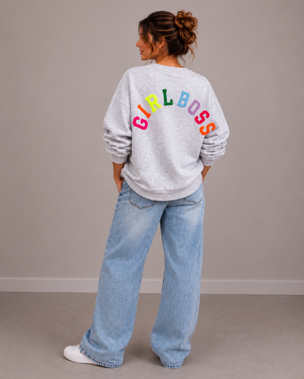 Girlmom sweater | grey-red