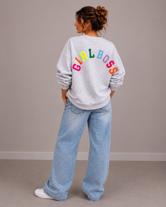 Girlmom sweater | grey-red