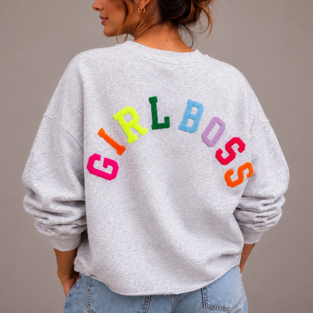 Girlboss sweater | grijs-multi