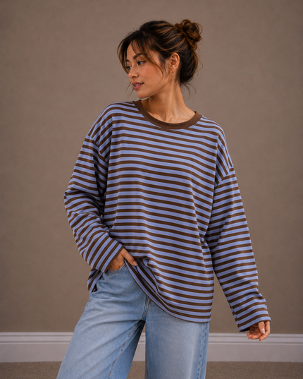 Striped Blouse | orange-fuchsia