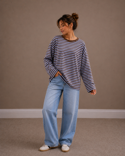 Striped Blouse | orange-fuchsia