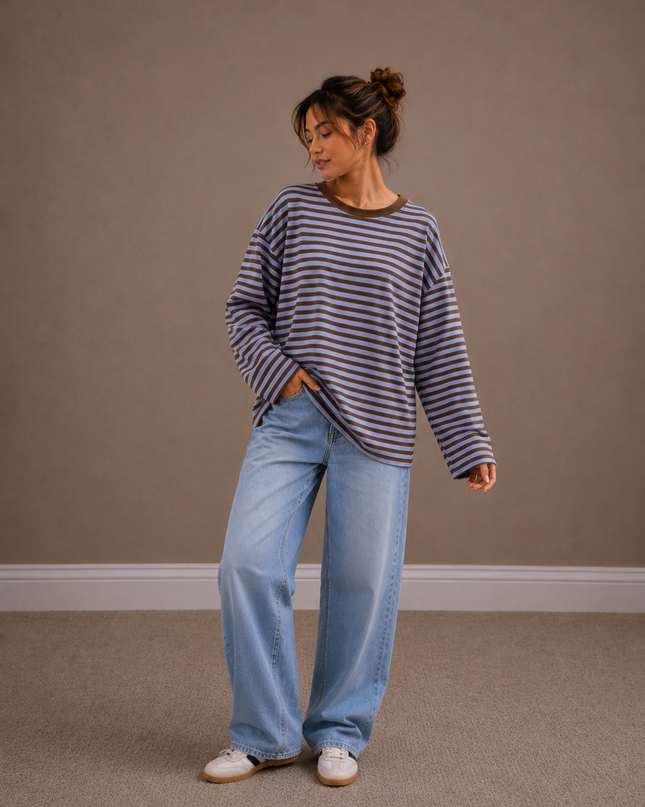 Striped Blouse | orange-fuchsia