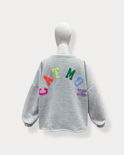 PRE ORDER Catmom sweater | grijs-multi