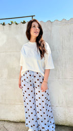 Polka dot broek | blauw-bruin