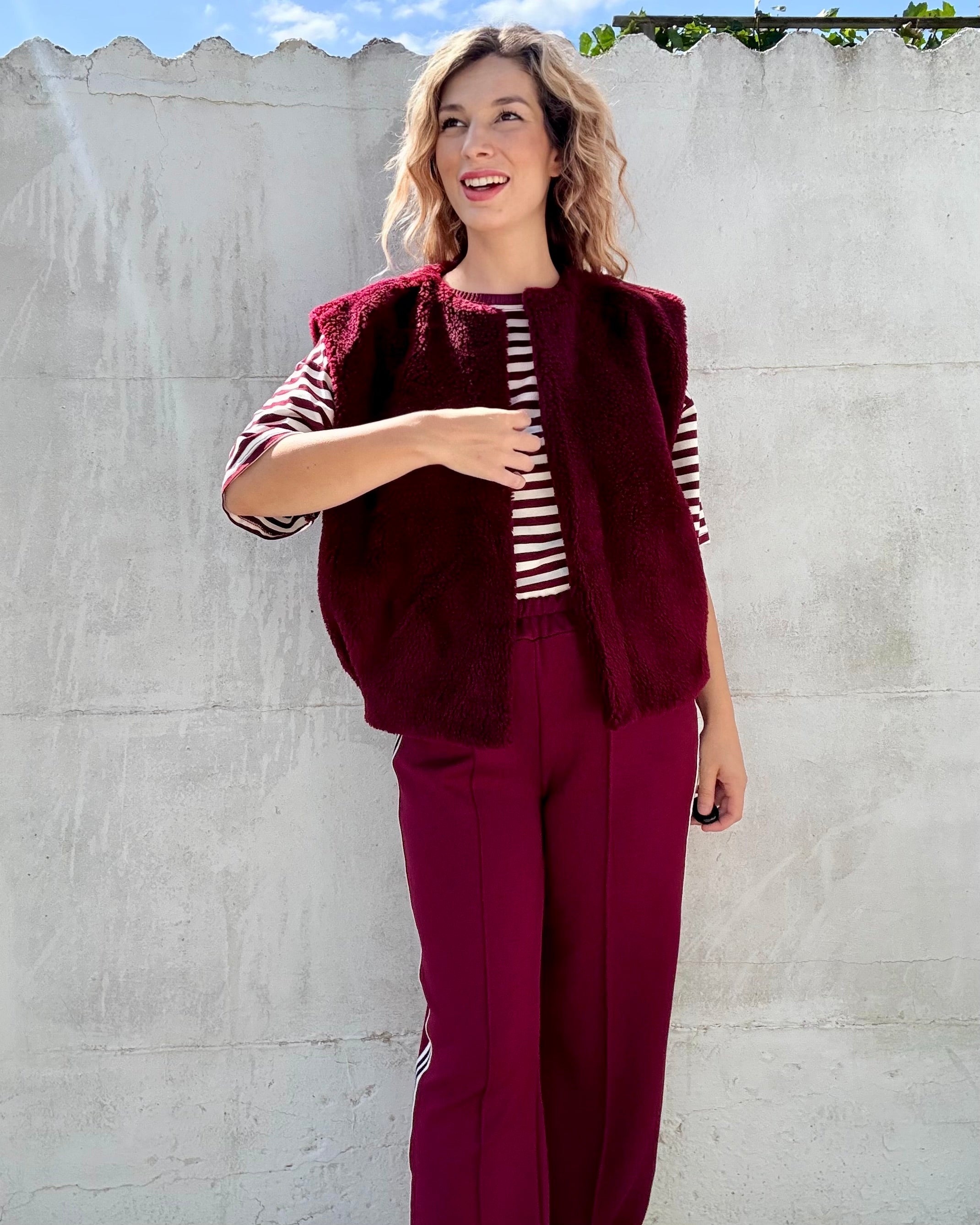 Gilet teddy | bordeaux