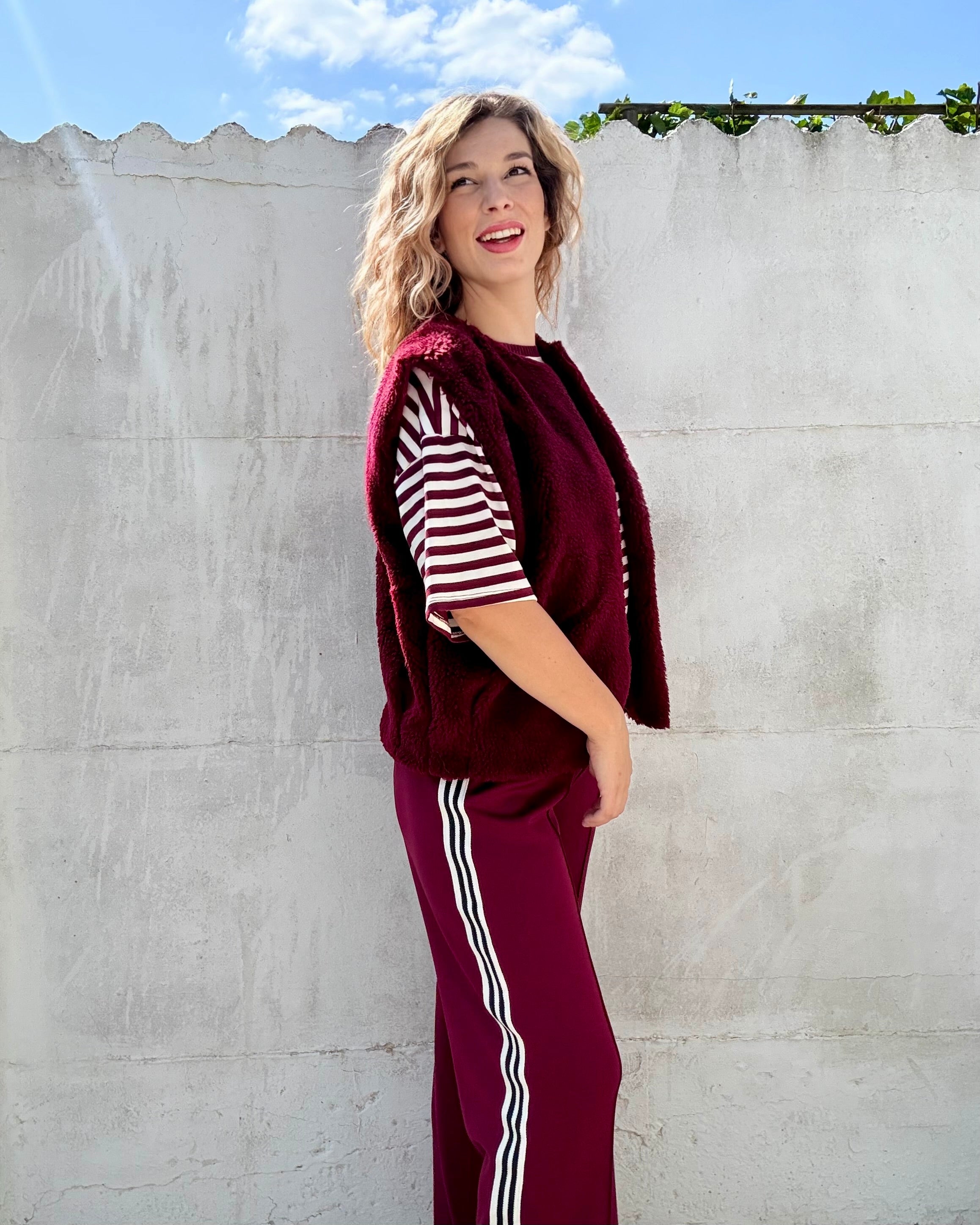 Gilet teddy | bordeaux