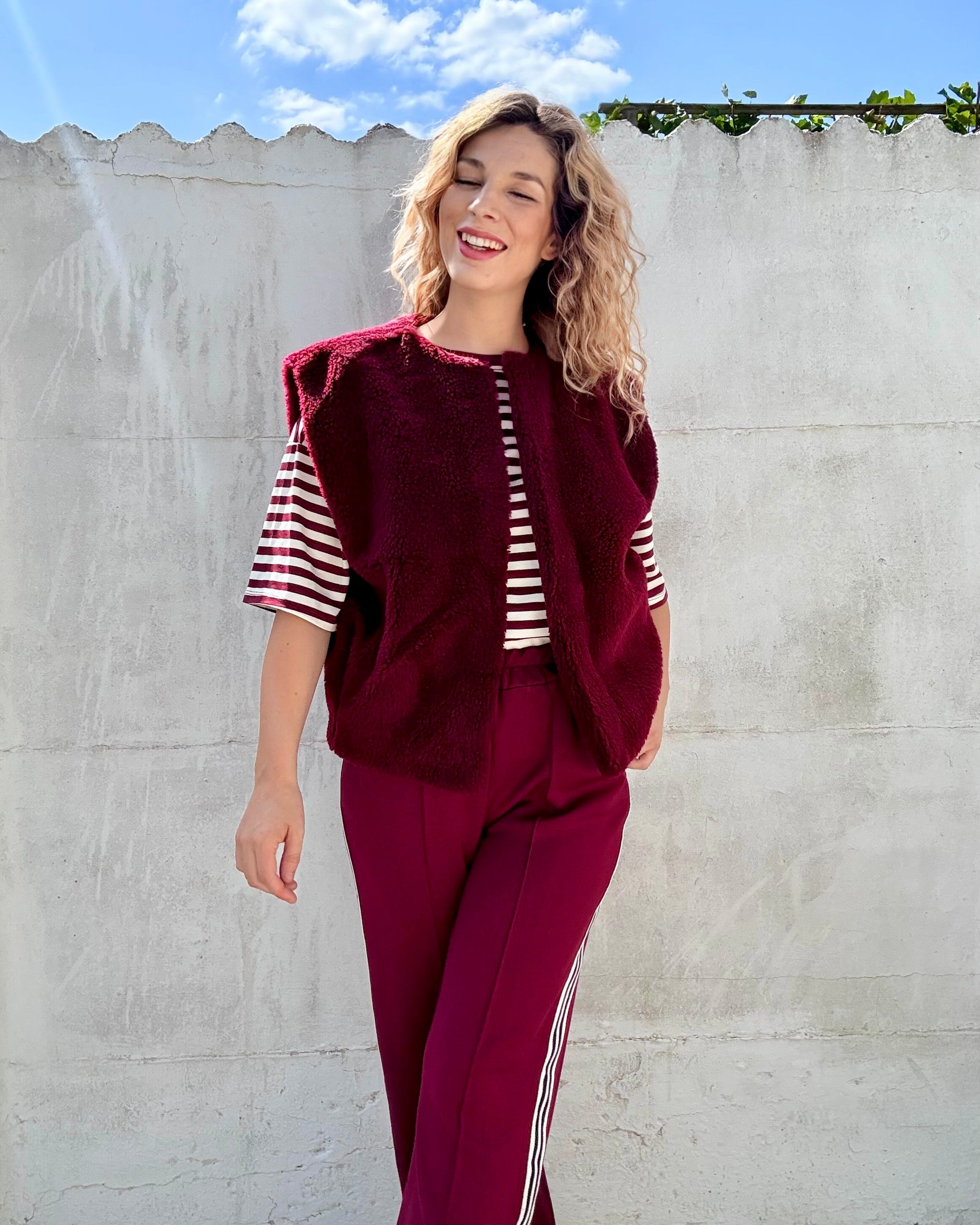 Gilet teddy | bordeaux